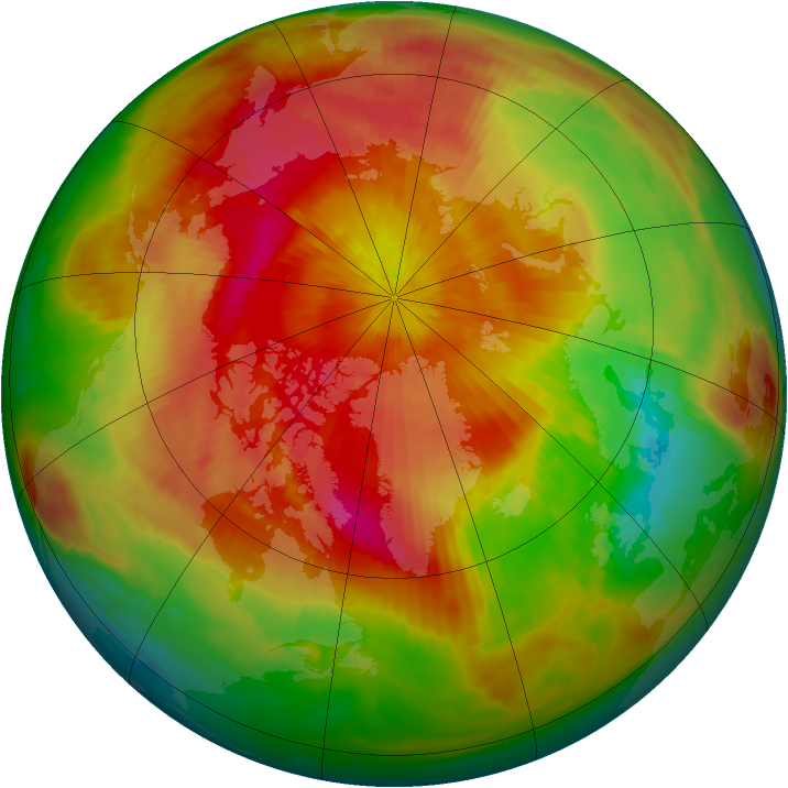 Arctic ozone map for 29 March 1998